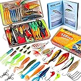 PLUSINNO Fishing Lures, All-in-One Fishing Tackle Box with Tackle Included, Fishing Gear Lure Bait Accessories Kit for Freshwater Bass Trout, Ideal Fishing Gifts for Men, Father &amp; Beginners