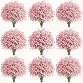 DIYDOFUN 120 PCS Pink Babys Breath Artificial Flowers, Real Touch | Fake Gypsophila for DIY Wedding Arches Floral Arrangements Bouquets Centerpieces Decorations