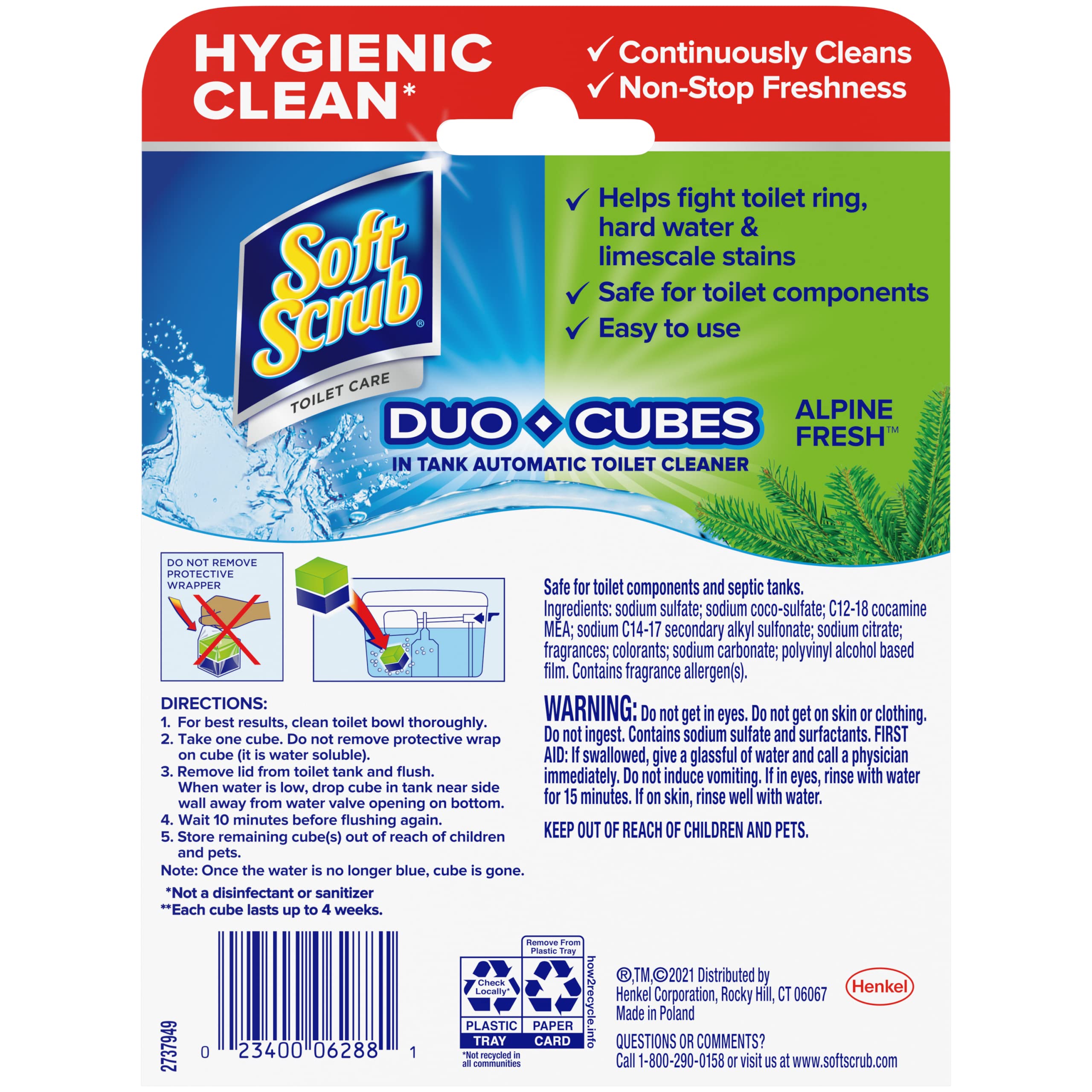 Soft Scrub In-Tank Toilet Cleaner Duo-Cubes, Alpine Fresh, 2 Count