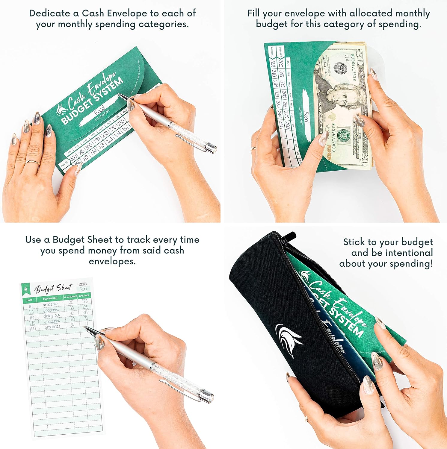 Clever Fox Cash Envelopes for Budget System, Money Envelopes for Budgeting and Saving 12 Pack of Assorted Colors - Image 3