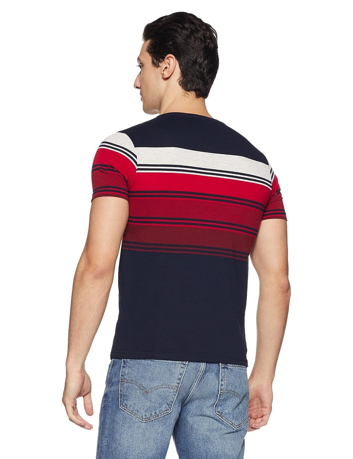 qube by fort collins men's striped regular fit t-shirt