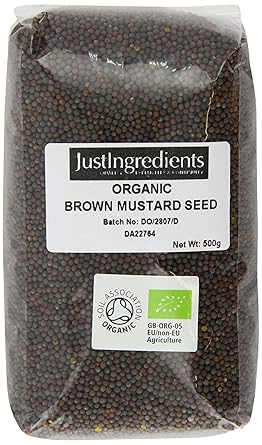 JustIngredients Essential Schwarze Bio-Senfkörner, Organic Black/Brown Mustard Seeds, 2er Pack (2 x 500 g)