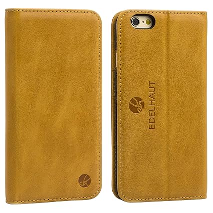EDELHAUT Handytasche mit unsichtbarem Magnetverschluss in braun für Apple iPhone 6 und 6S 4.7 aus echtem Leder