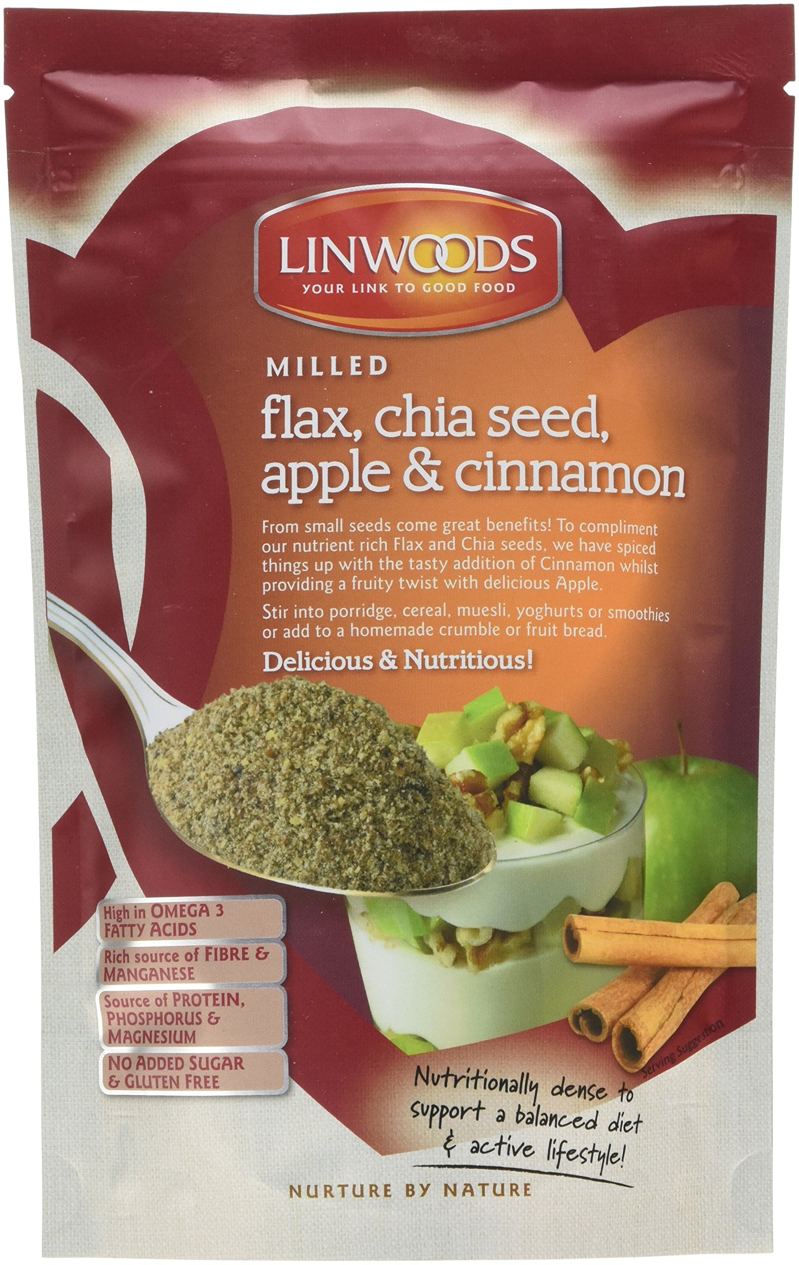 Linwoods Flax/Chia/Apple and Cinnamon Mix 200 g (Pack of 12)
