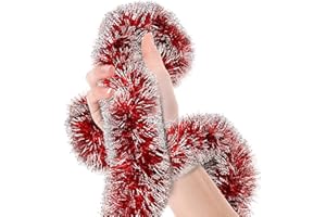 TREASURES GIFTED Christmas Red Frost Tip Tinsel Garland Red Silver Metallic Streamers Celebrate a Holiday Ceiling Hanging Decorations Indoor and Outdoor Disco Party Supplies