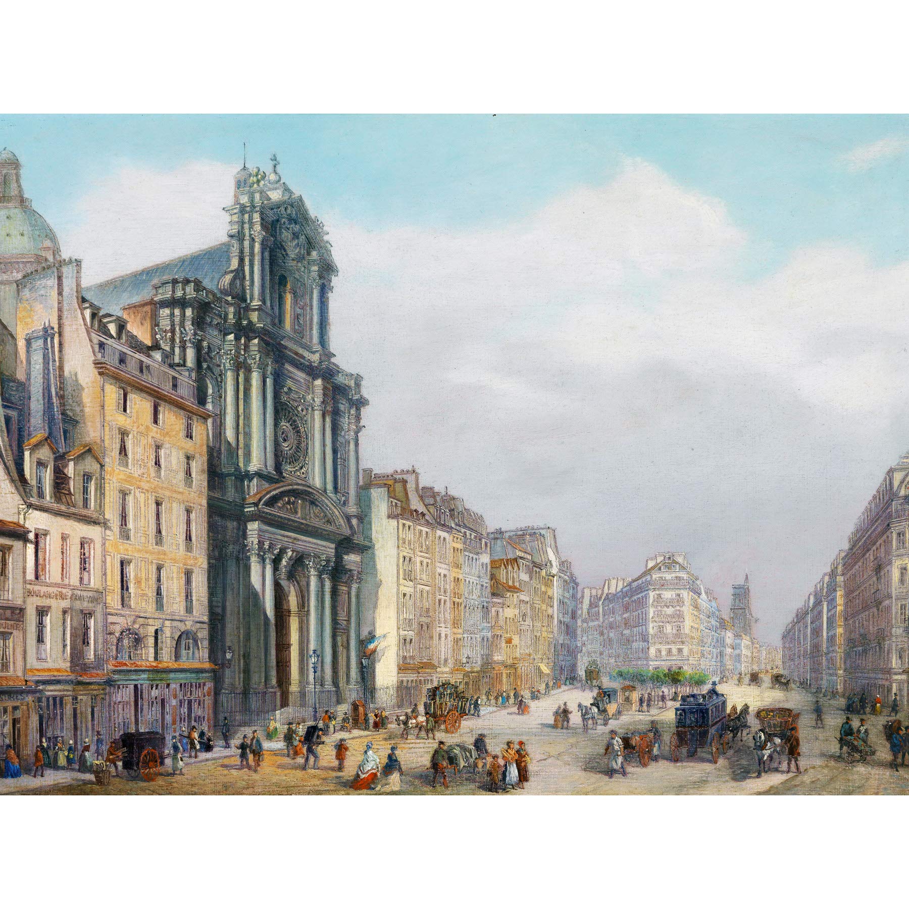 Artery8 Bossoli Paris Rue Saint Antoine Painting Premium Wall Art Canvas Print 18X24 Inch