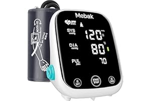 Mebak Blood Pressure Monitor, Upper Arm BP Cuff, Blood Pressure Gauge for Home Use, Voice Broadcast, 8.7-16.5 Inches Adjustable, 2 Users