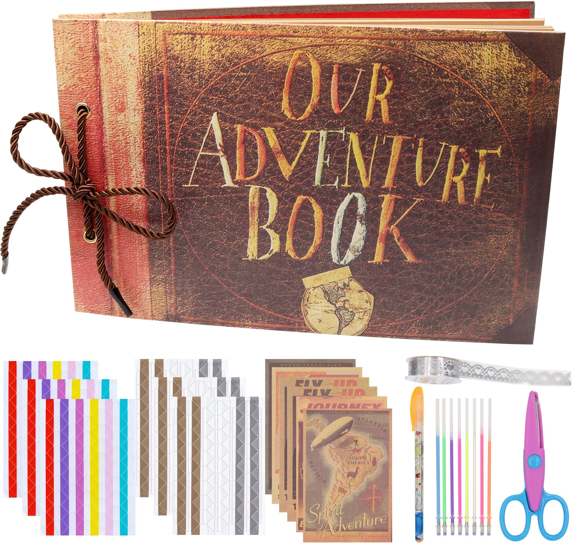 Ablus DIY Photo Album Scrapbook Our Adventure Book for Various Size Photos Wedding Anniversary Couples Family Friends Graduation Travel Memory