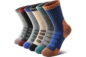 Anlisim Kids Merino Wool Hiking Socks Boys Girls Toddlers Thermal Winter Warm Boot Thick Cushion Gift Socks 6 Pairs