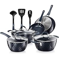 Nutrichef Nonstick Cookware Excilon Home Kitchen Ware Pots & Pan Set with Saucepan Frying Pans, Cooking Pots, Lids…