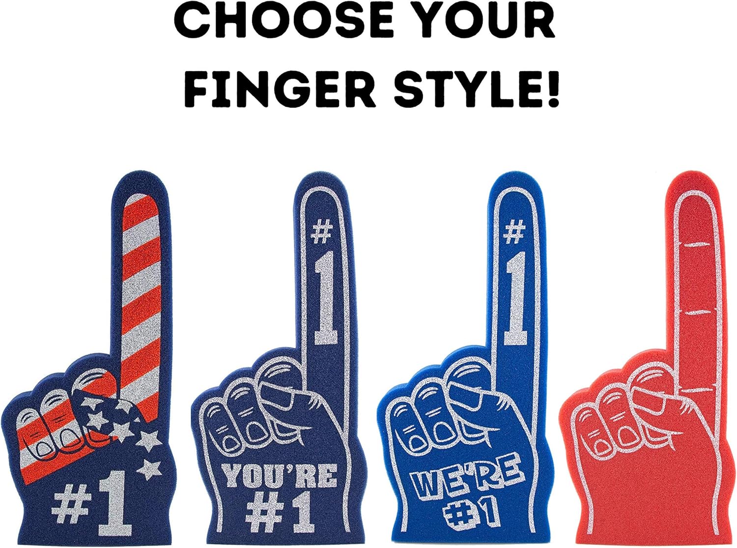 FUNSTITUTION Foam Finger We're Number 1- Large Giant 18 inch for All Occasions Cheerleading Pompom Football, Sports, Birthdays and Concerts – Lightweight and Durable Hand in Vibrant Colors (Navy) : Sports & Outdoors