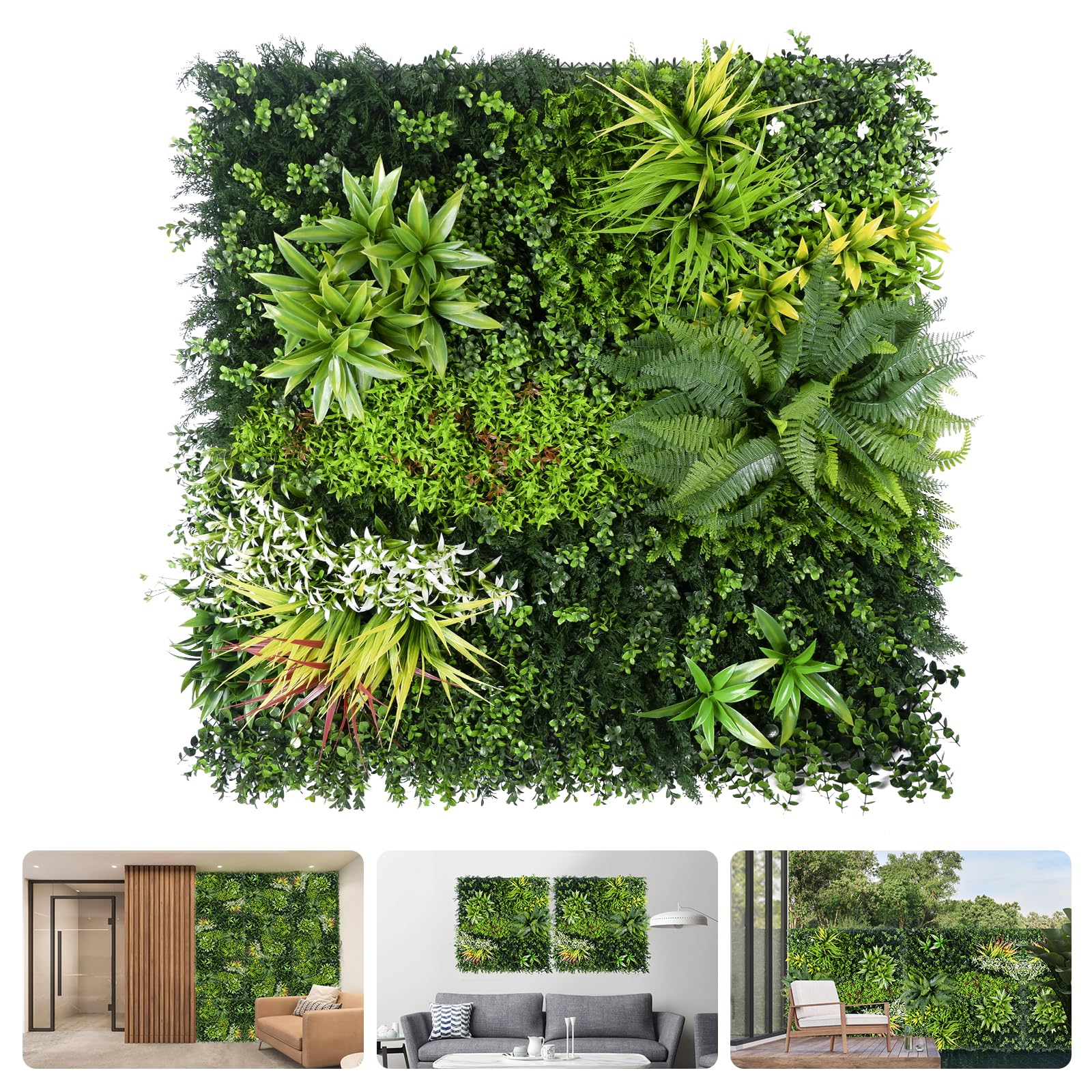 Photo 1 of FOSZMAC Artificial Plant Wall Panels, 40"x 40" Greenery Boxwood Panels with UV Protection, Faux Grass Ivy Privacy Screen Fence, Grass Wall Backdrop for Indoor Outdoor Garden Backyard Decor