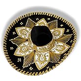 Artesanias Mickey Authentic Mariachi Charro Sombrero - Traditional Mexican Hat with Unique Embroidery, Black Gold (Design and Color May Vary)