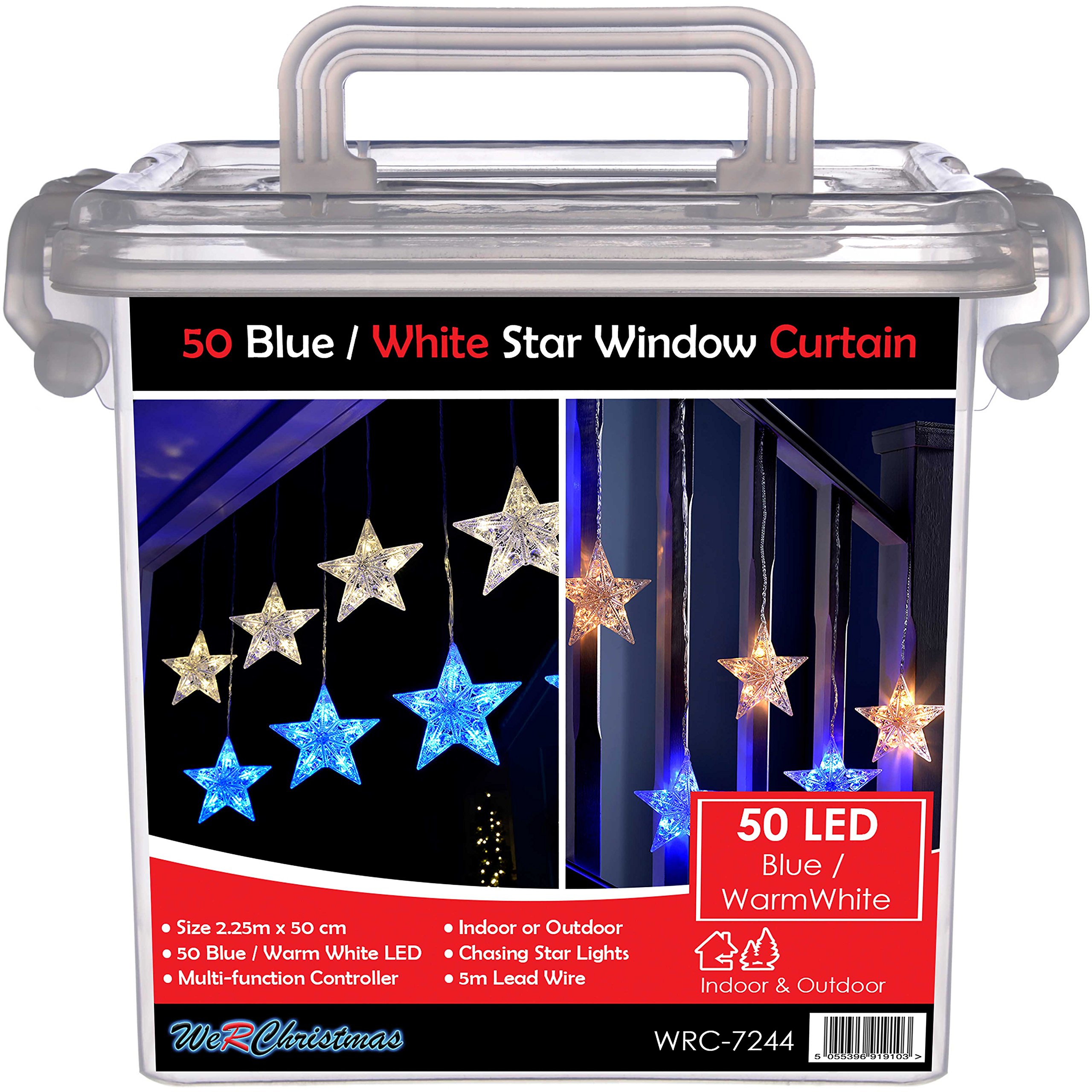 WeRChristmas Star Flashing Window Curtain Net Christmas Lights with 50-LED - Blue/White