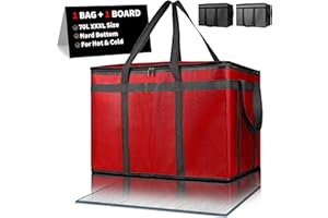 Micanlo Insulated Food Delivery Bag, Commercial Grade Pizza Carrier for Hot and Cold Food, Large Reusable Catering Cooler Bag 22x15x14, Pizza Delivery Box for Uber Eats, Doordash Essentials