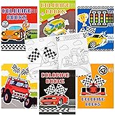 JAPBOR 24pcs Race Car Coloring Books Bulk for Kids Party Favors, Racing Small Art Color Book for Goody Bags Birthday Painting Games Gifts, Truck Transportation Themed DIY Doodle Mini Booklet Supplies