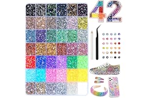 42 Colors 32000Pcs Bedazzling Kit, 3mm Multicolor Flatback Resin Rhinestones for Clothes Book Shoes Nails Art Makeup, Bedazzl