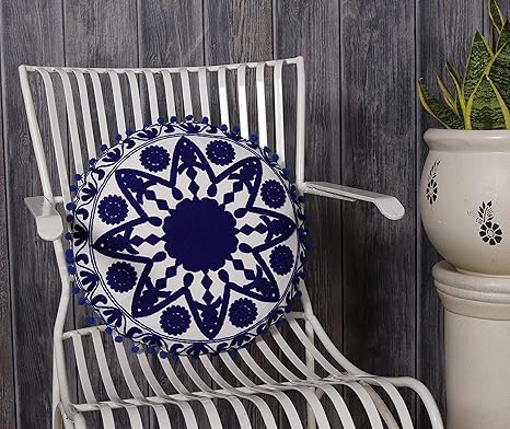 Buy Handicraft Palace Embroidered Suzani Round Pillow Cover