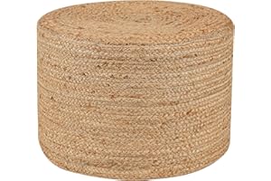 RIANGI Jute Pouf Ottoman - Briaded Boho Pouf Ottoman Foot Rest - Poofs/Ottomans Furniture Decor - Ottomans Pouffe for Bedroom - Poufs for Living Room - (18"x18"x12")