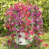 Playieer Artificial Flowers for Outdoors Spring Decor, 6 Bundles UV Resistant Realistic Fuax Silk Hanging Flowers, Fake Plants for Planter Indoor Outside Garden Porch Patio Balcony Yard Farmhouse