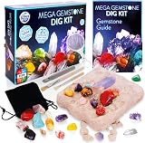 Science Kidz Mega Gemstone Dig Kit - 20 Real Gems & Crystals - Excavation Set view 1