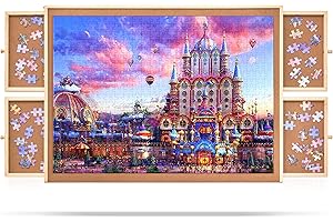 Trulpro 1000 Pieces Puzzle Board with 4 Drawers and Cover, 22'' × 30'' Wooden Portable Jigsaw Puzzle Board, Rotating Puzzle Table for Adults