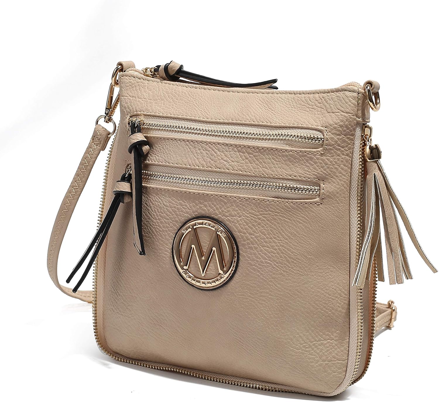 MKF Crossbody Bags for Women, PU Leather Crossover Handbag, Tassels