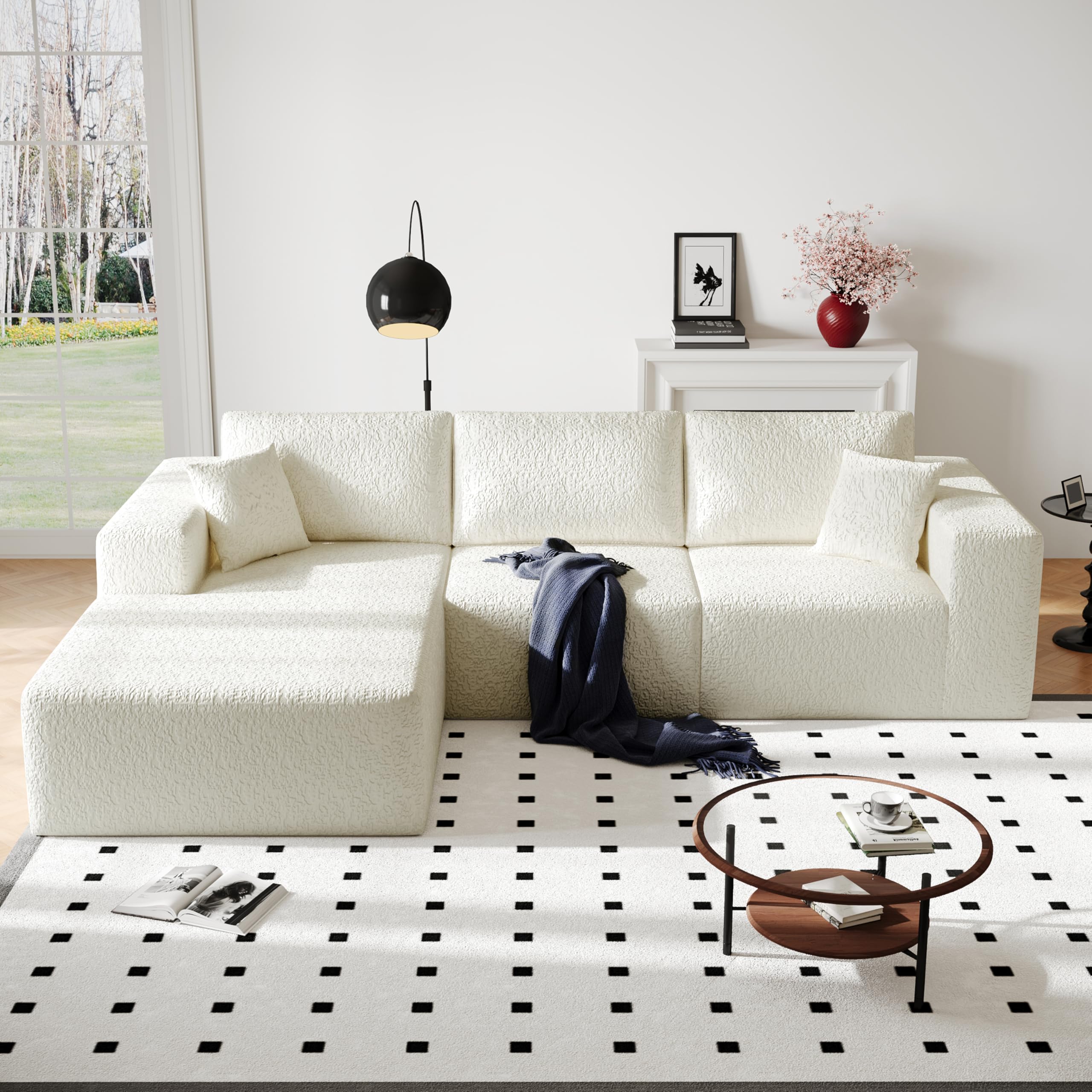 Photo 1 of ***DIRT DUE TO NO PACKAGING*** 108" Cloud Modular Sectional Couch with L-Shape Chaise, Modern Sectional Sofa with Deep Seat Couch, Ultra Soft Knit Fabric Couches for Living Room, No Assembly Required, Left Facing Chaise (Beige)