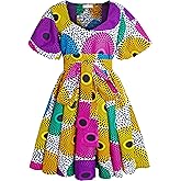 HongyuAmy Women's African Print Dress Ankara Wax Dresses Lantern Sleeves