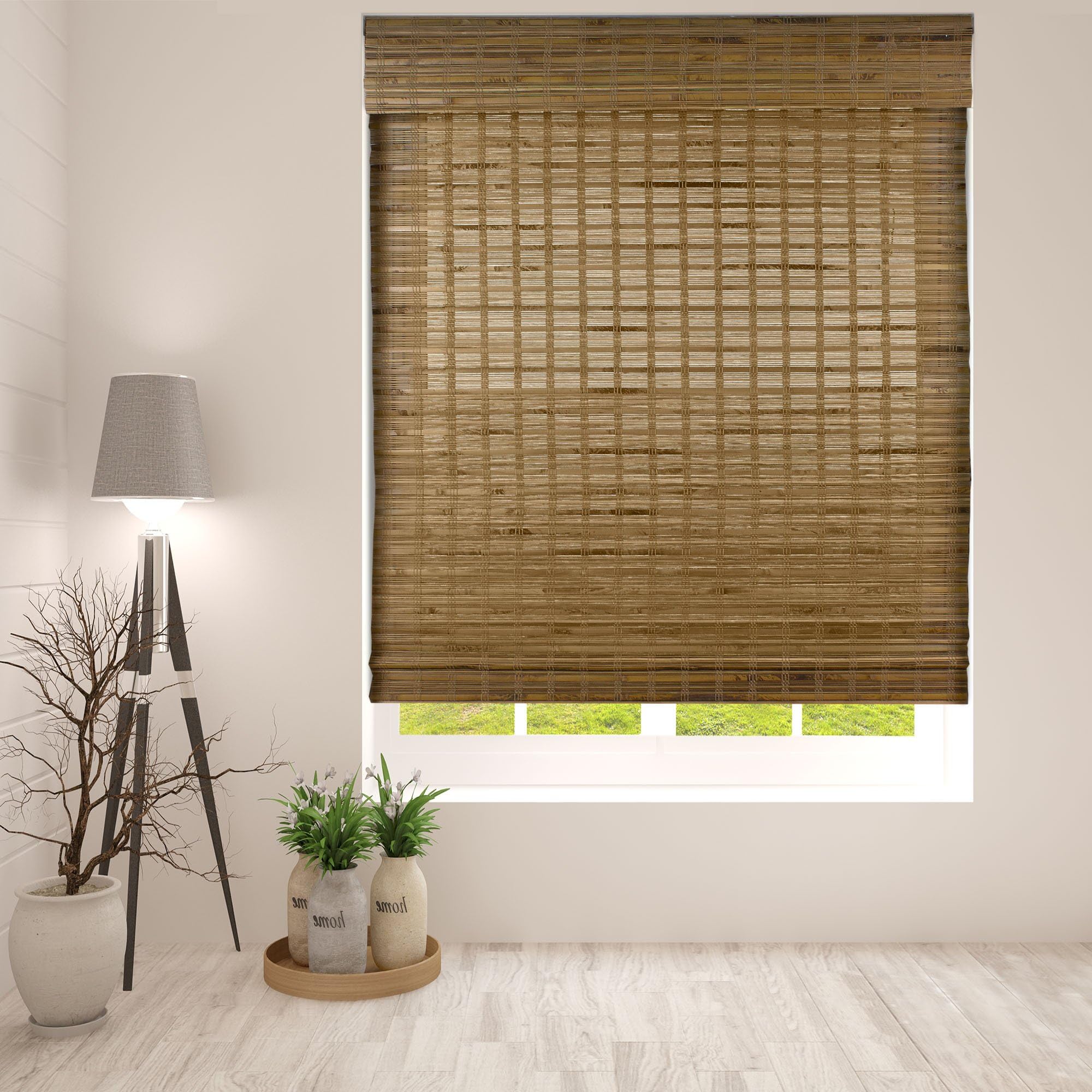 Arlo Blinds Dali Native Cordless Bamboo Shades Blinds - Size: 45" W x 74" H, Cordless Lift System ensures Safety and Ease of use.