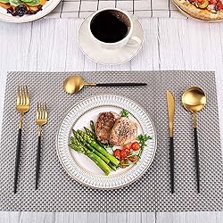 Matte Gold Silverware Set With Black
