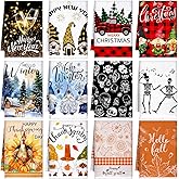 Bencailor 12 Pcs Holiday Kitchen Towels for All Seasons Winter New Year Kitchen Decor Seasonal Dish Towels for All Holidays Winter Elk Gnome Xmas Tree Maple Leaf Turkey Pattern