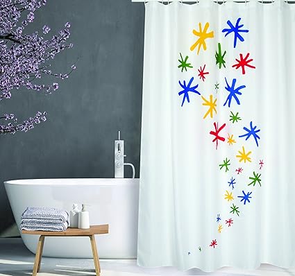 MSV Cotexsa by Premium Anti-Schimmel Textil Duschvorhang - Anti-Bakteriell, waschbar, 100% wasserdicht, mit 12 Duschvorhangri