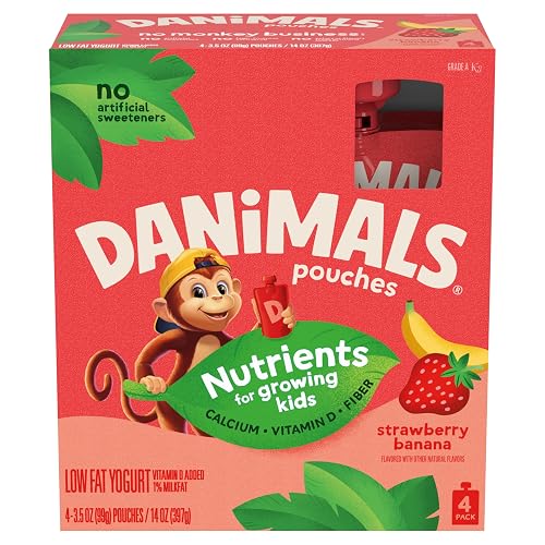 Danimals Squeezables Lowfat Yogurt Pouch, Swingin’ Strawberry Banana, Gluten-Free
