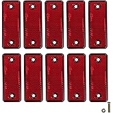 WUSHIXAN 10 Pack Red Screw on Rectangular Reflectors | for Mailbox, Motobikes, Trailers, Trucks, Boats, Suv's, RV's