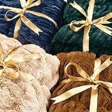 Chanasya Premium Ruched Faux Fur Throw Blanket