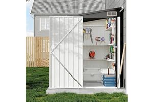 4x8 FT Heavy-Duty Metal Lean-to Storage Shed, Outdoor Utility Tool Shed for Garden, Lawn, Backyard, Galvanized Steel with Slo