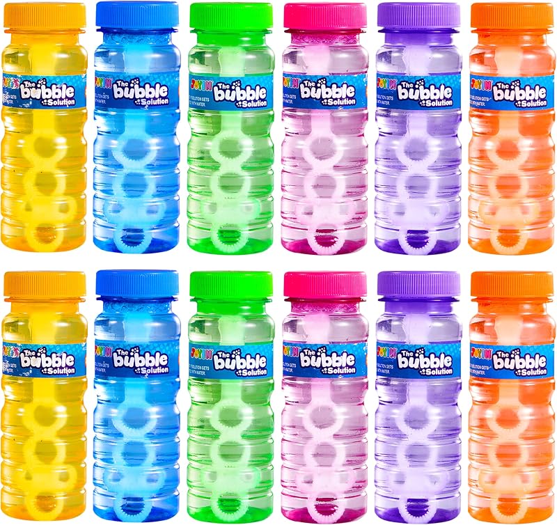 JOYIN 12 Pack Bubble Bottles with Wands 4oz 118ml 6 Colors Kids Toy