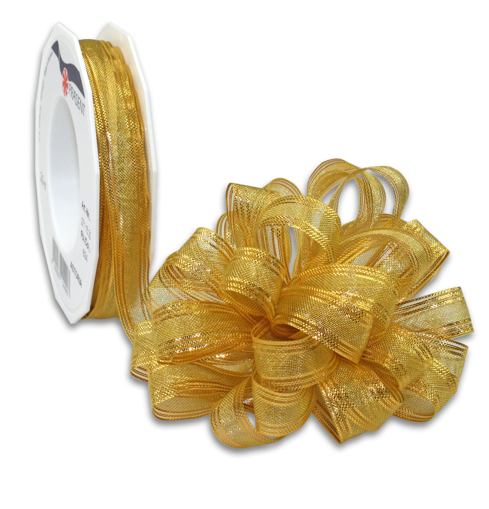 Präsent - Astoria Pull Bow Ribbon Gold 15 mm width, 20 m length