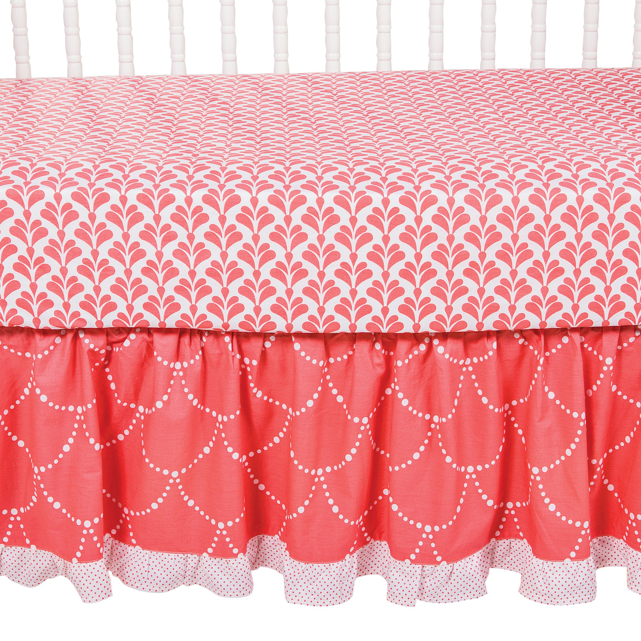 Trend Lab Shell 3 Piece Crib Bedding Set, Coral/White Pricepulse
