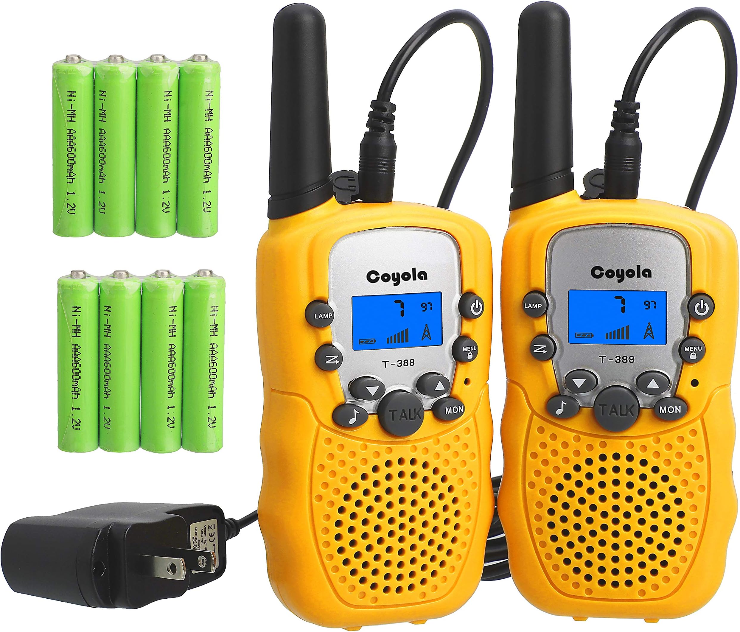 Rechargeable Walkie Talkies for Kids 2- Mile Long Range 22 Channel Kids Walkie Talkies with Rechargeable Batteries and Charger, Toys 2 Way Radios Gifts for Boys and Girls (Yellow)