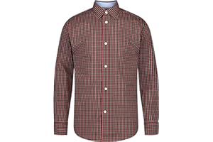 Tommy Hilfiger Boys Long Sleeve Patterned Dress Shirt, Collared Button-Down Style with Cuffs & Shirttail Hem