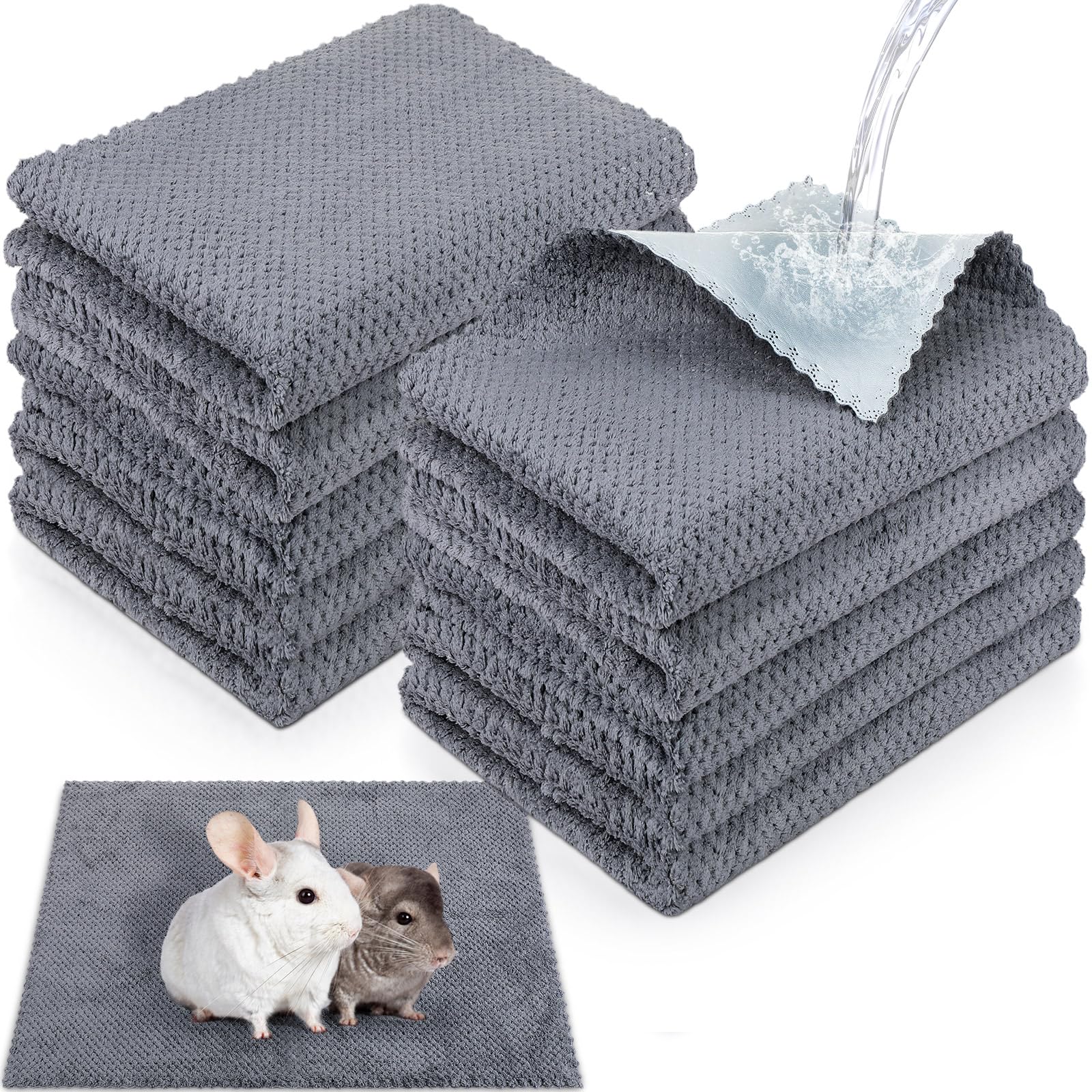 Photo 1 of Vitalcozy 10 Pcs Guinea Pig Cage Liners Washable Rat Bedding for Guinea Pigs Controlling Absorbent Waterproof Pee Pads Blanket for Rabbits Hamster Small Animals Chinchilla(12 x 12 Inch,Gray)