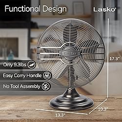 Lasko Oscillating Table Top Fan, Portable, 3 Quiet