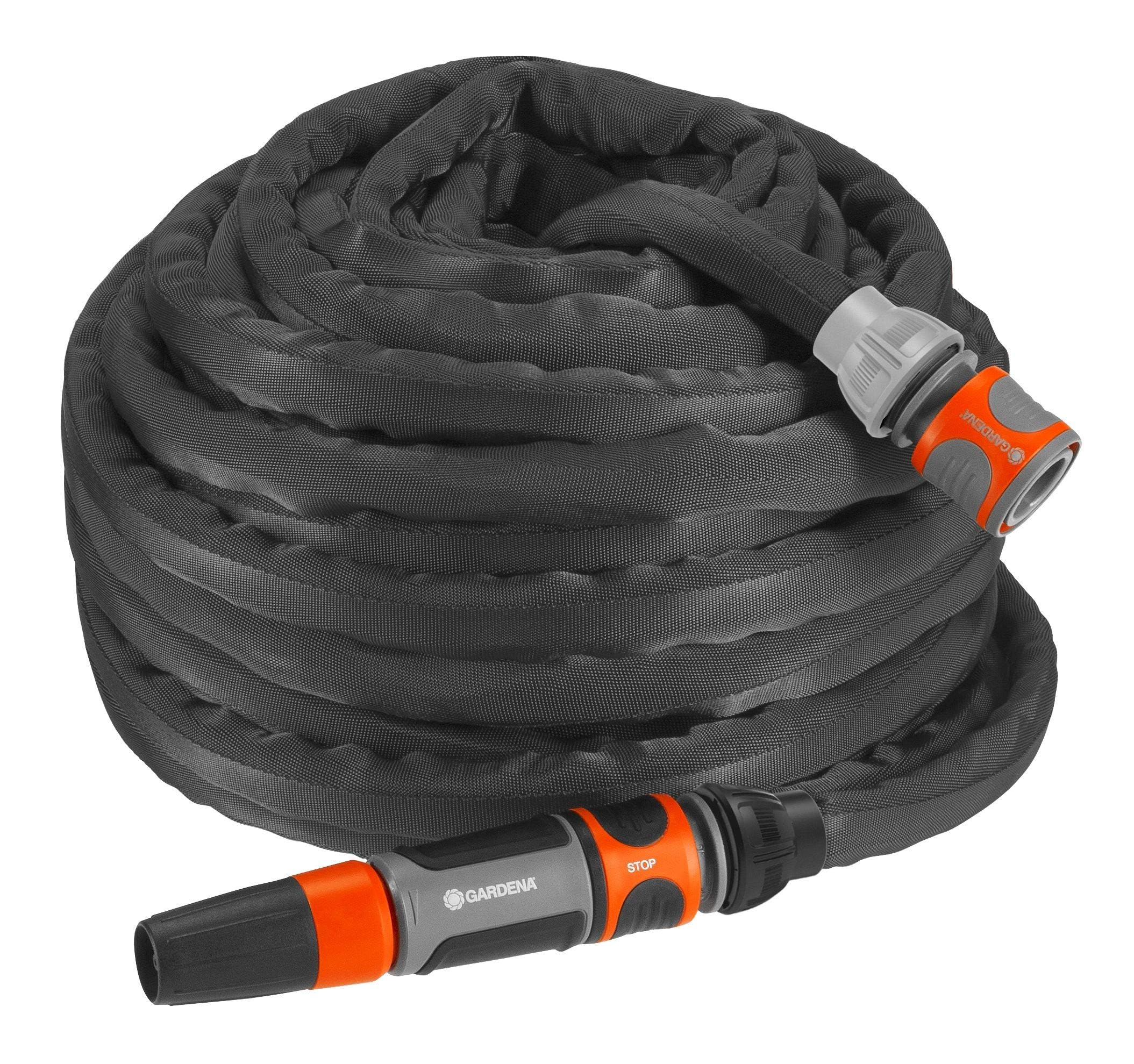 Gardena 18434-20 Textile Hose Liano Set Flexible and Robust Garden Hose Made of Textile Fabric, Hose Ideal for Balcony and Terrace, No Bending or Twisting, 20 m