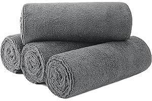 MICROFI New Microfiber Hair Drying Salon Towels, Quick Dry, Lint Free, 4 Pack (Gray, 16'' x 29'')