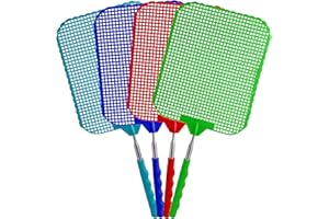 FREEDOM FARMS Set of 4 Telescopic Jumbo Fly Swatters - Extends from 14" to 30" with Jumbo Sized 6.25" x 7.5" Head (Square)