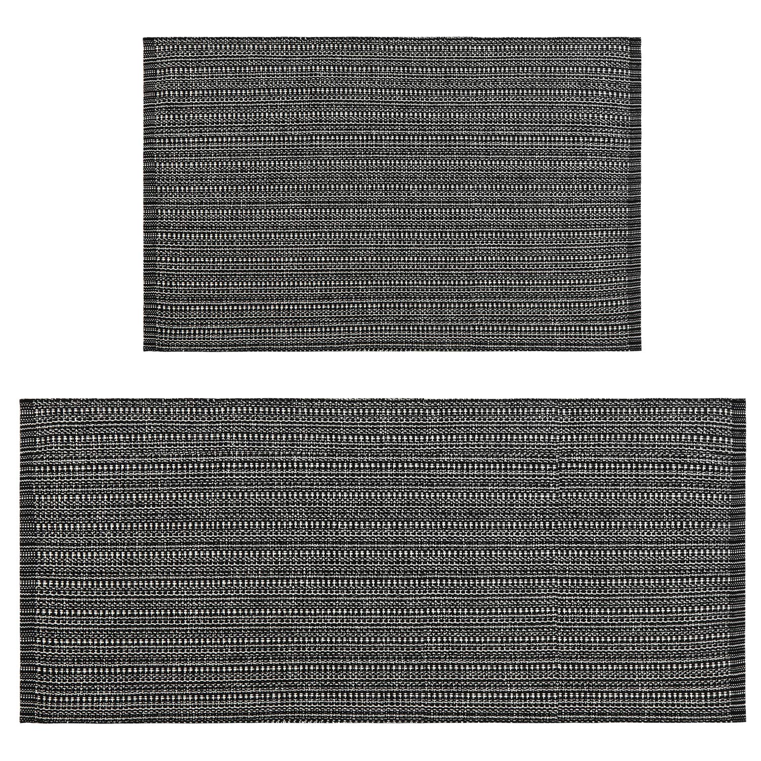 Cotton Area Rug Set 2 Piece 2'x3'+2'x4.3', KIMODE Woven Fringe Throw Rugs Print Tassel Geometric Welcome Door Mat Machine Washable Floor Runner Rug for Porch Kitchen Bathroom Laundry Living Room