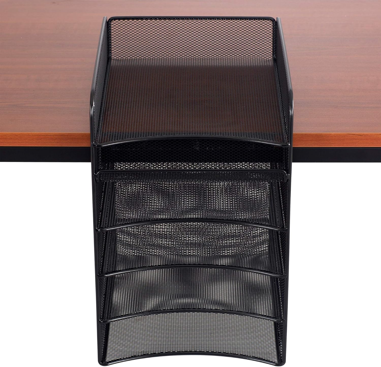 Safco Products Onyx Mesh 5-Tray Underdesk Hanging Organizer 3240BL, Black Powder Coat Finish, Durable Steel Mesh Construction: Office Products