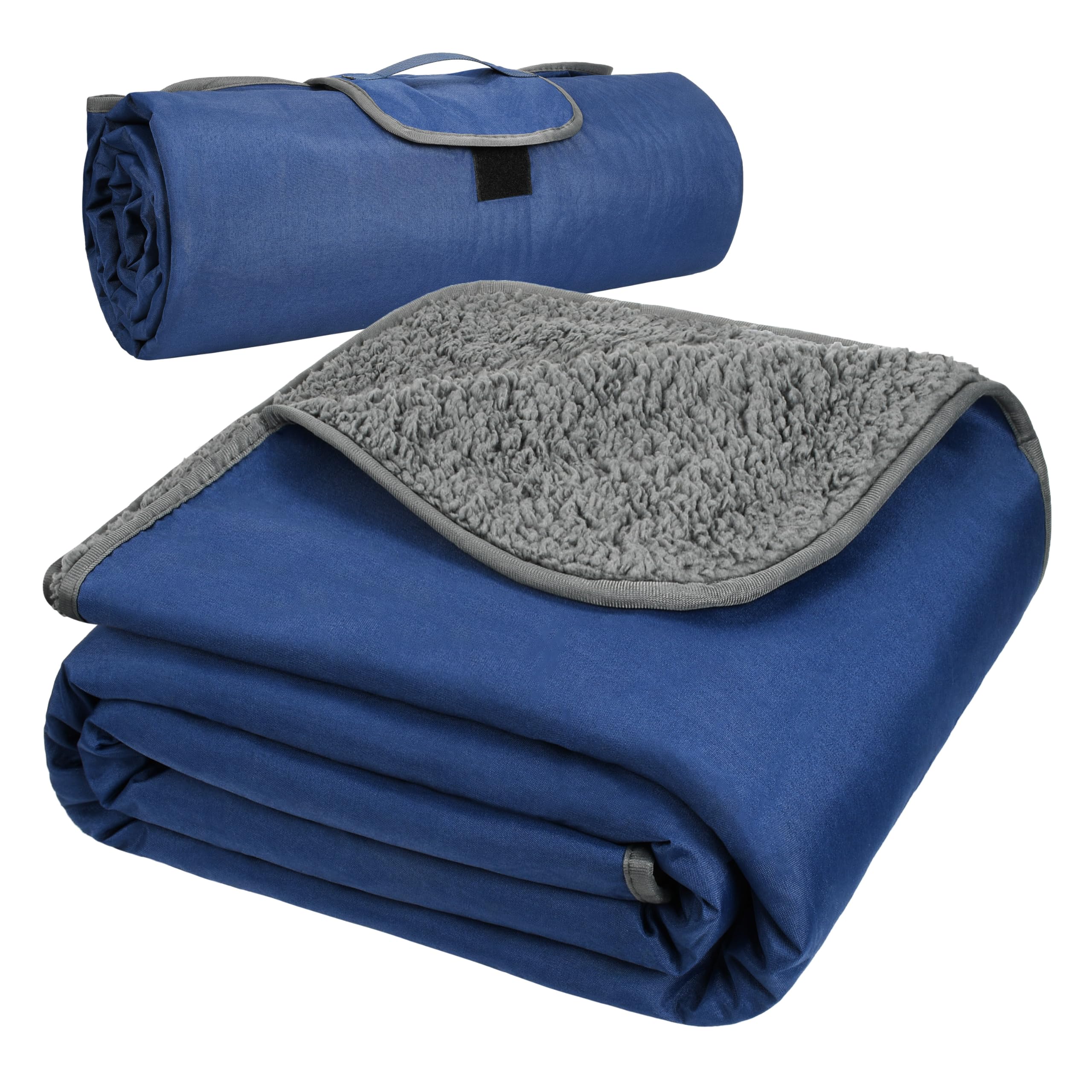 Kato Tirrinia Waterproof Picnic Blanket, Car Blanket, Foldable Camping Blanket With Sherpa Lining, Windproof, Triple Layer, Warm, Comfortable, For Outdoor, Beach, Grass, Concerts, 130 X 150cm